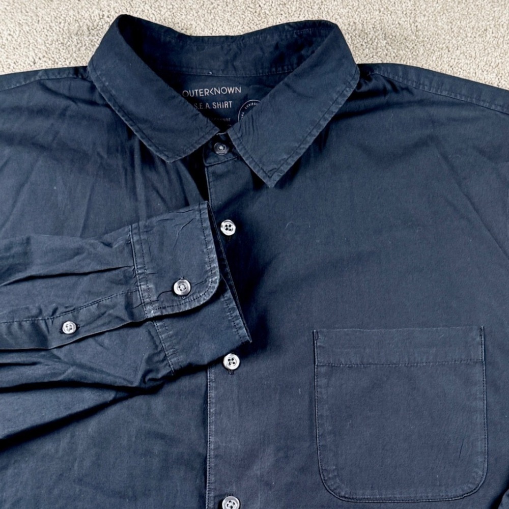Outerknown S.E.A. Shirt Mens Large Black Excellent Organic Cotton Button Down
